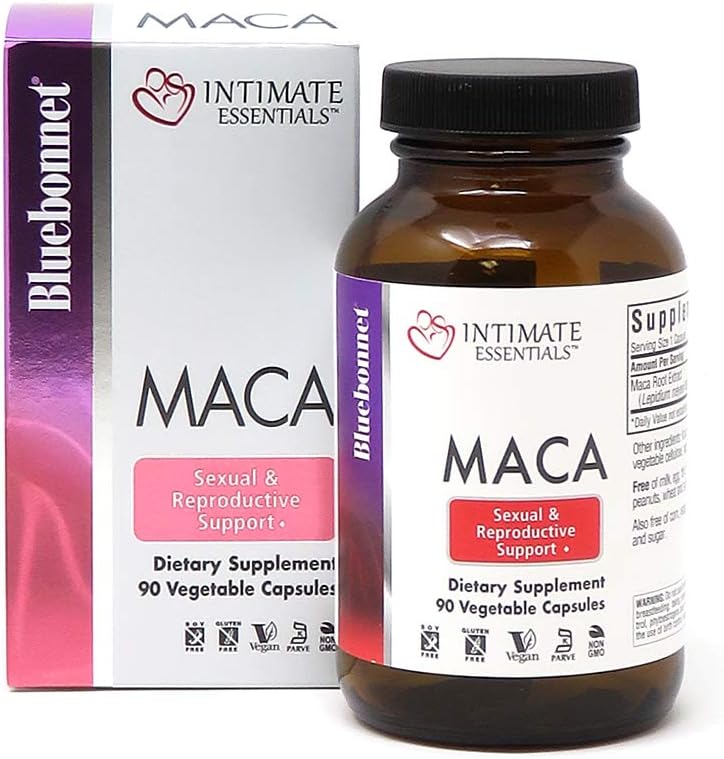 Bluebonnet Nutrition Intimate Essentials Maca Capsules, Sojafrei, Glutenfrei, Non-GMO, Dairy-Free, Kosher Certified, Vegan, 90 Kapseln, 90 Portionen (743715040144)