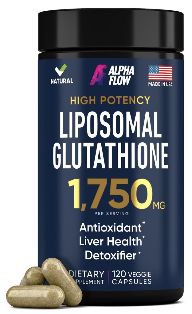 Liposomale Glutathion-Ergänzung 1000MG + 750MG- Glutathion Liposomal mit VIT C + Phospholipid Antioxidant Complex - Leberentgiftungs- und Immununterstützungsergänzung - 120 Kapseln - Pulver- und Fett Alternative