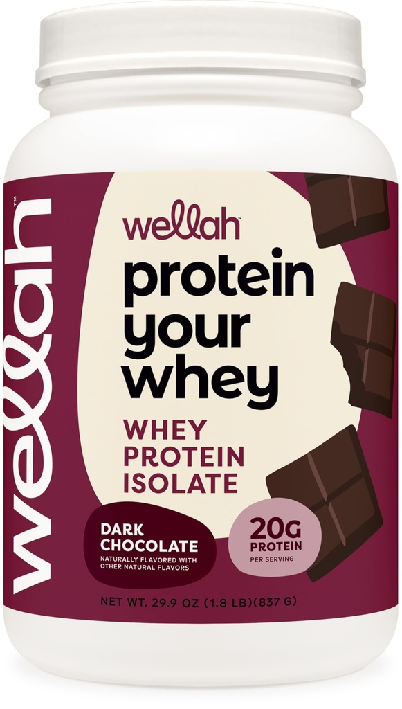 Wellah Protein Ihr Whey (30 Servierungen, Dark Chocolate) - Whey Protein Isolate Protein