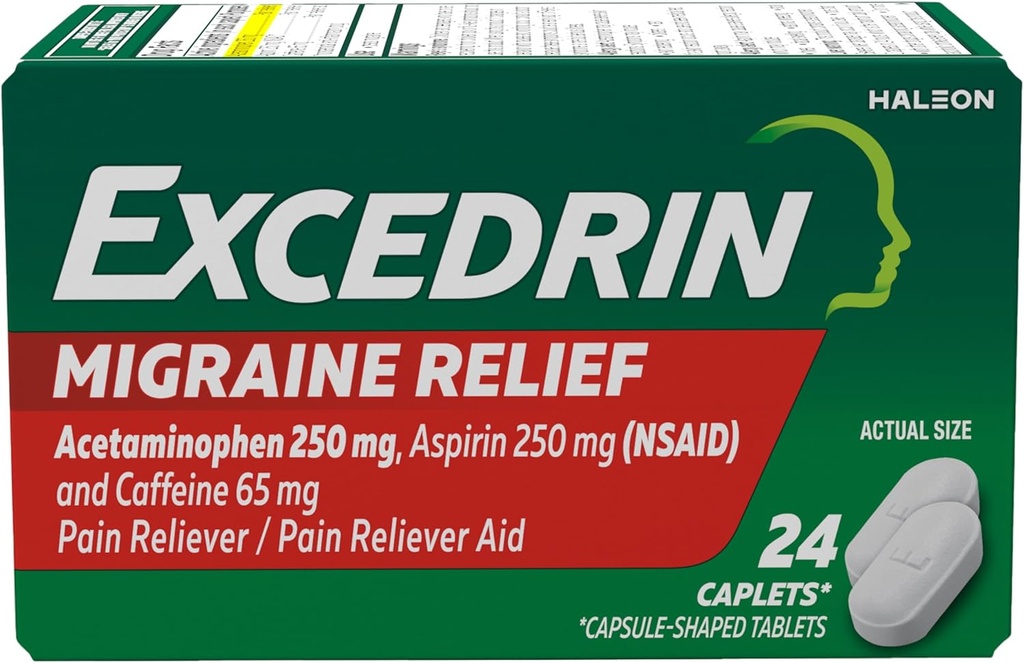 Excedrin Migraine Relief Caplets to Alleviate Migraine Symptome - 24 count