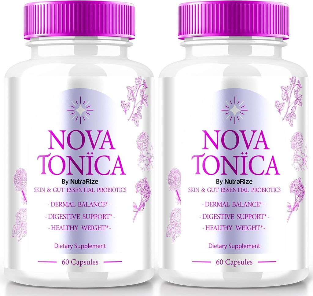(2 Pack) NovaTonica Kapseln, Nova Tonica zur Unterstützung natürlich gesünder und glänzender Haut, Extra starke Ergänzung zur Unterstützung der Hydration, hautsteigernde Vitamin Pillen, Nova Tonic Reviews (120 Kapseln)