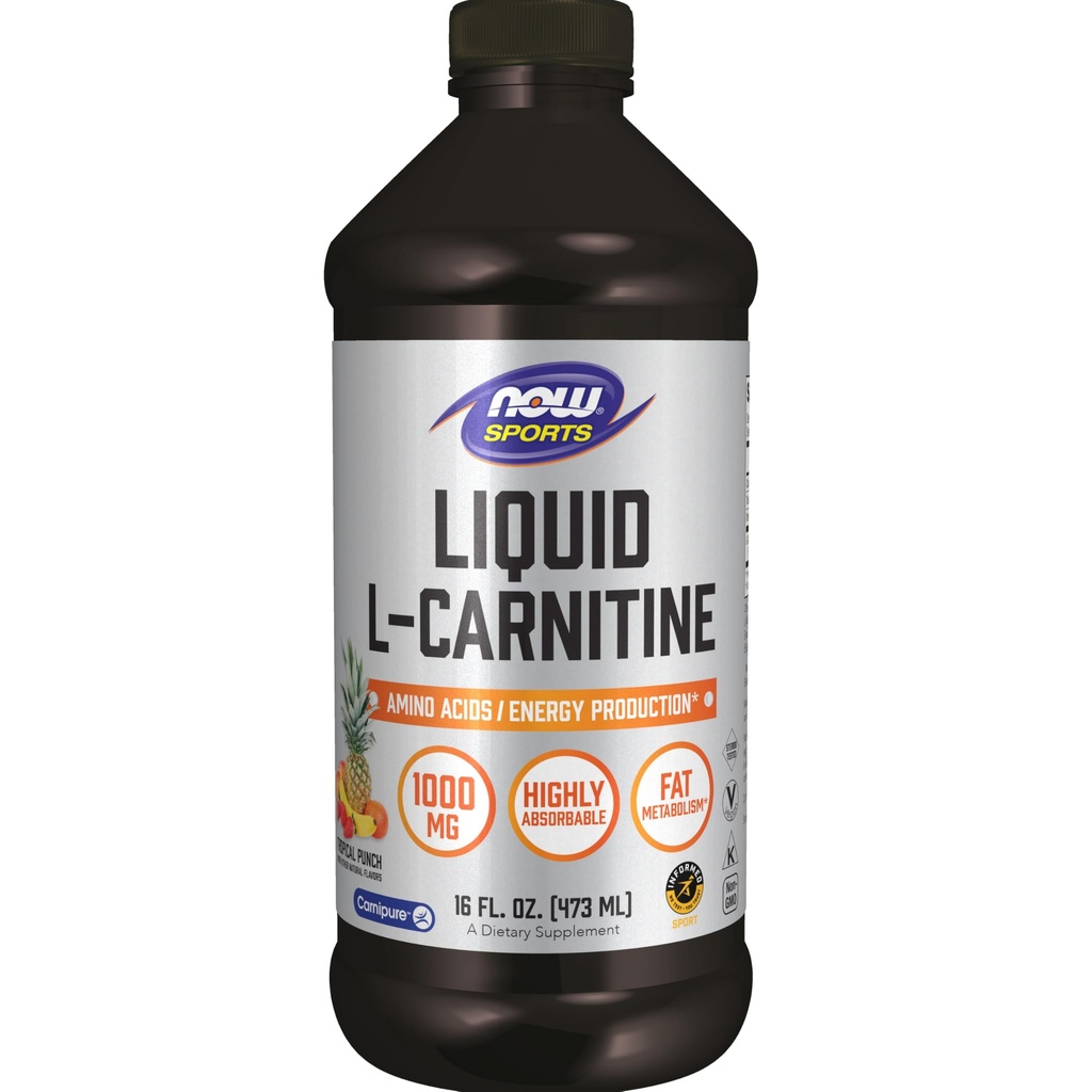 NOW Sports Nutrition, L-Carnitin Liquid 1.000 mg, Highly Absorbable, Tropical Punch, 16-Ounce