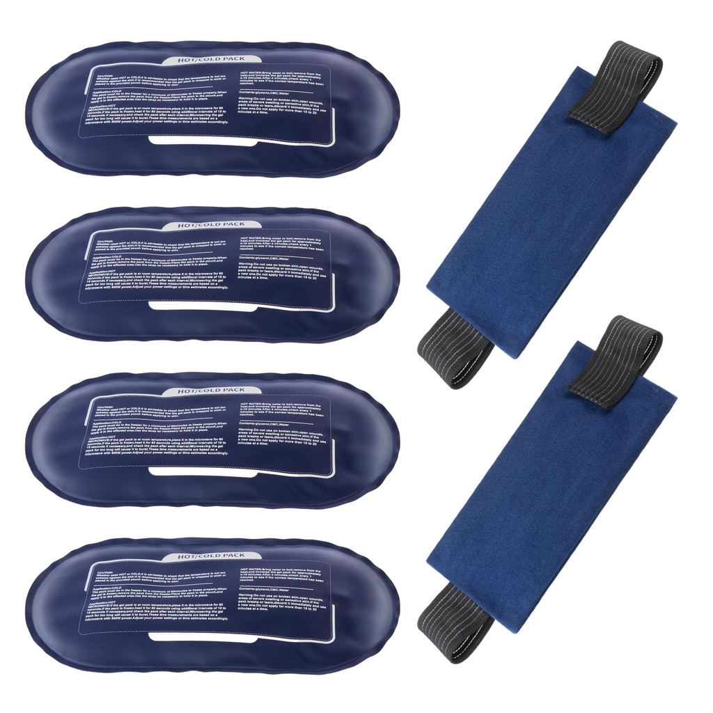 Ice Packs für Verletzungen Wiederverwendbar, 4 Pack Hot and Cold Gel Packs und 2 Pack einstellbare flexible Gel Wraps für Rücken Schultern Arme Knie und Beine Verletzung Erholung, Alleviate Gelenk und Muskel Schmerzen Relief