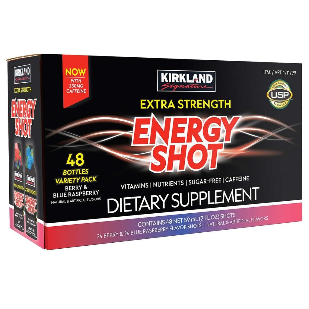 Kirkland Signatur Extra Strength Energy Shot Variety, 2 Unnce Bottle (48 Count)