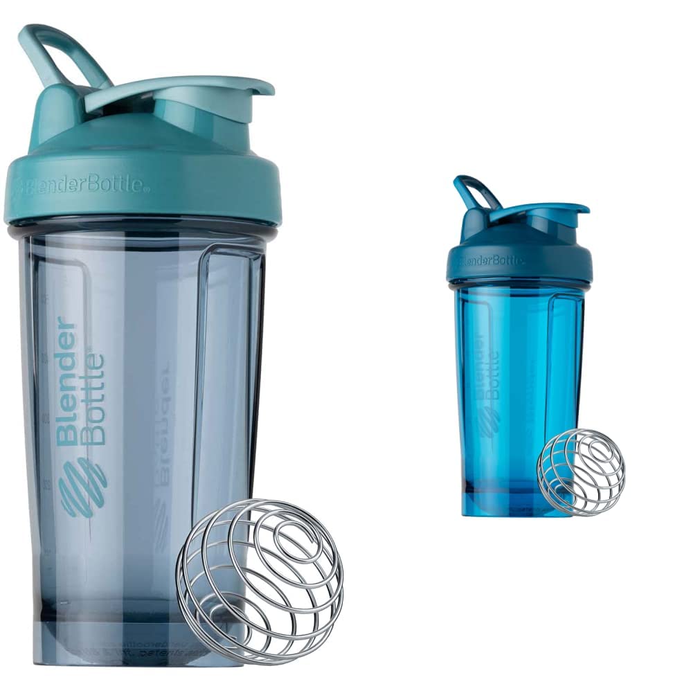 BlenderBottle Shaker Bottle Pro Serie Perfekt für Protein Shakes und Pre Workout, 24-Ounce, Cerulean Blue und Ocean Blue