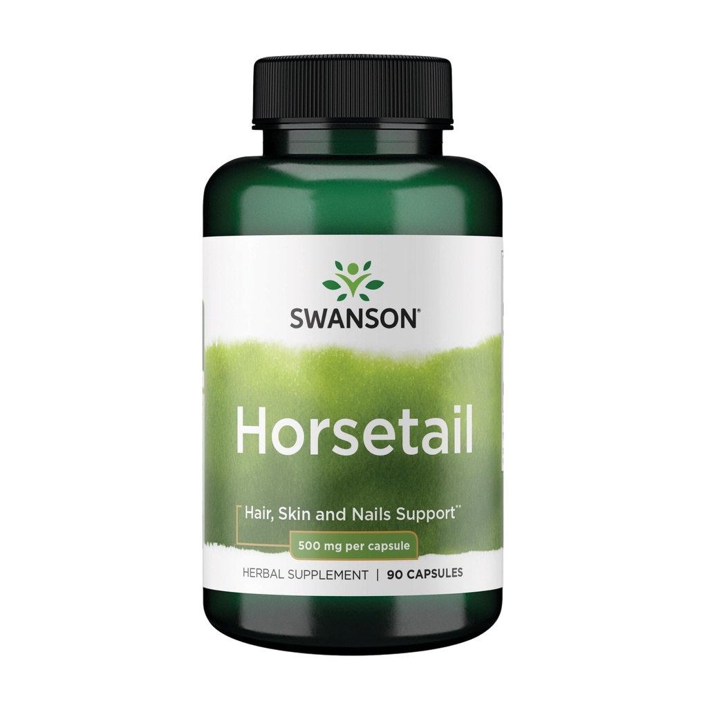 Swanson Pferdeschwanz - Kräuterergänzung Unterstützung gesundes Haar, Haut und Nägel - Natürliche Inhaltsstoffe für Knochen Gesundheit und Harnwege Unterstützung - (90 Kapseln, 500mg Jeder)