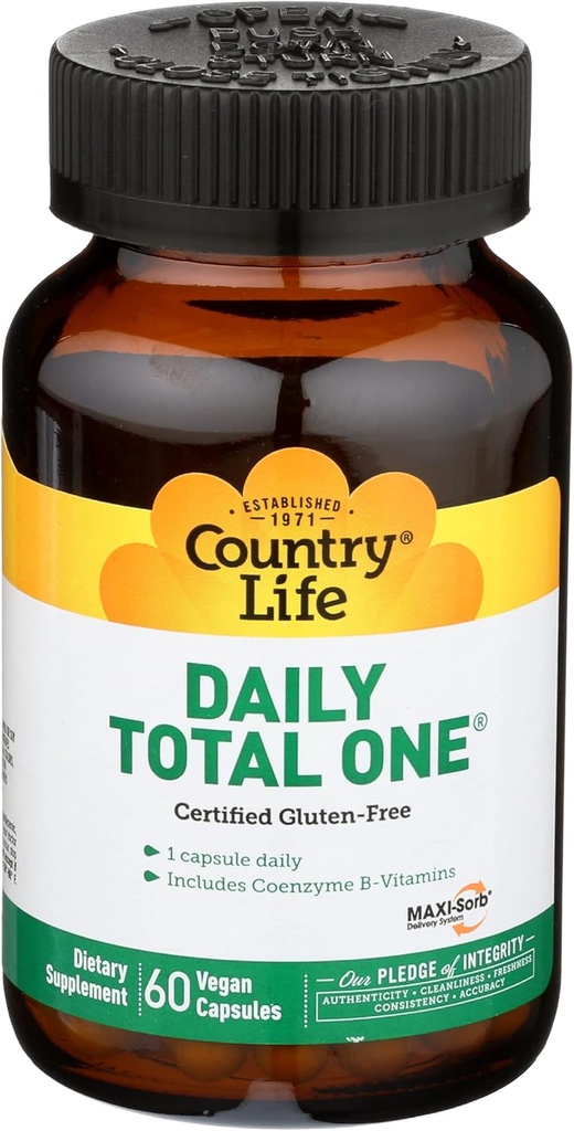 Country Life Daily Total One mit Eisen - Full Spectrum Digestive Enzyme Blend - 60 Vegetarische Kapseln