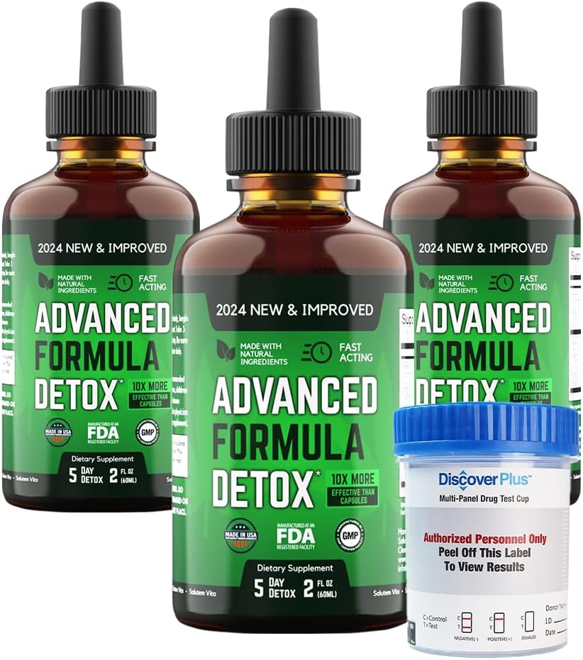 Salutem VitaTM Liquid Advanced Formula Detox - Detox Kit mit Test Cup: Flüssige Nahrungsergänzung für Total Body Cleanse - Ergänzung für Toxin Entfernung - 3 Pack - 2 Fl Oz (20 Portionen)