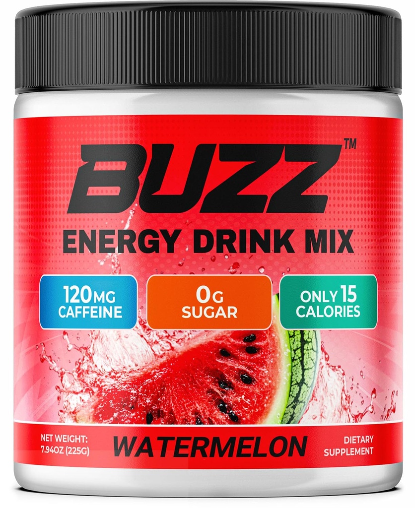 Morning Buzz Energy Drink Powder - Energy Boost Drink Mix - Zuckerfreie Energie mit Antioxidantien - Morning Kickstart und Sports Nutrition Endurance Produkt - 30 Servierungen, Wassermelone, 8 Unzen