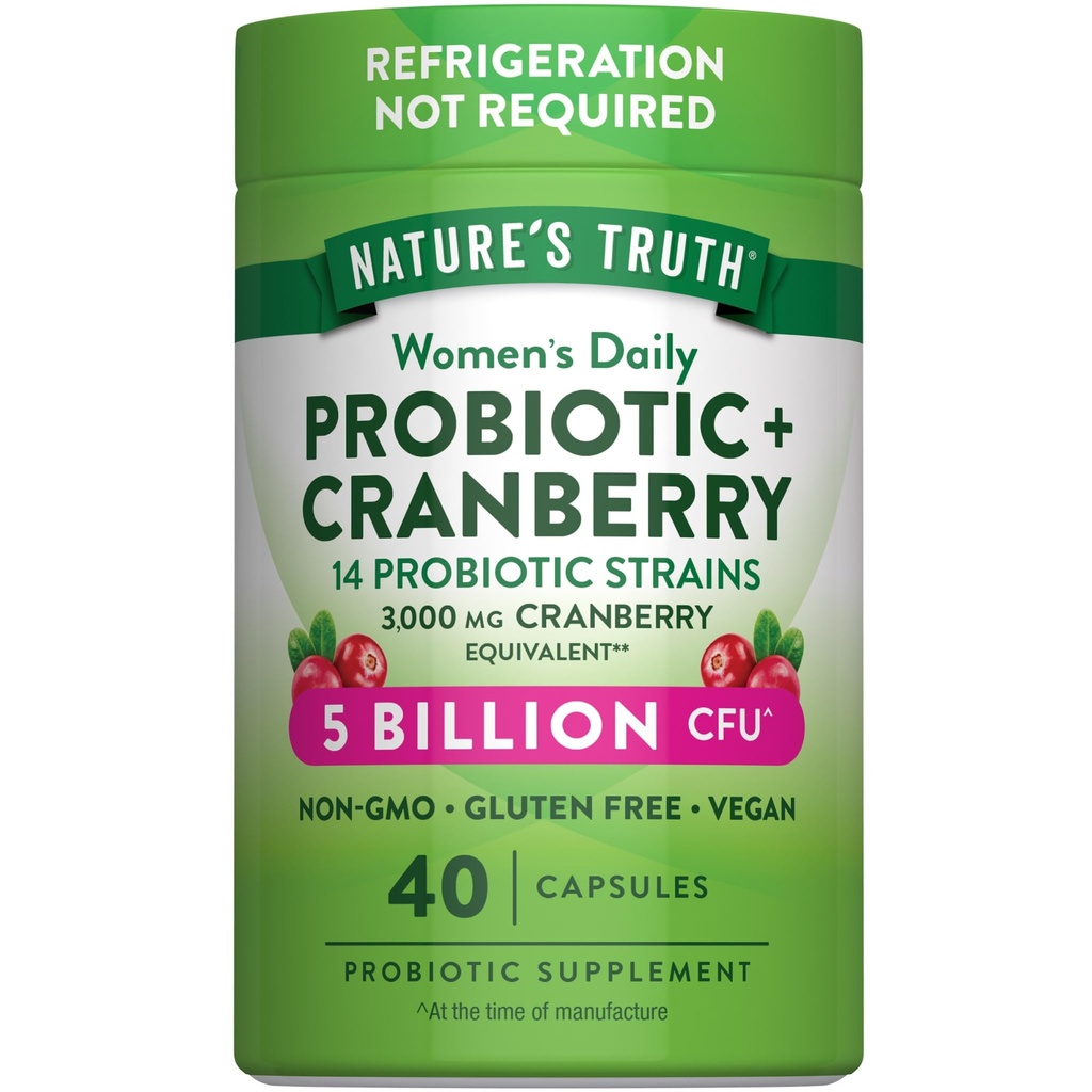 Nature's Truth Probiotics for Women | 5 Billion CFUs Daily | 40 Vegetarische Kapseln | mit Cranberry | Non-GMO & Gluten Free | Keine Kühlung erforderlich