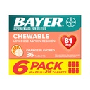 Bayer Aspirin Low Dose 81 mg Kautabletten, Schmerzlinderung, Orange Flavored, 216 Tabletten (6 Packung)