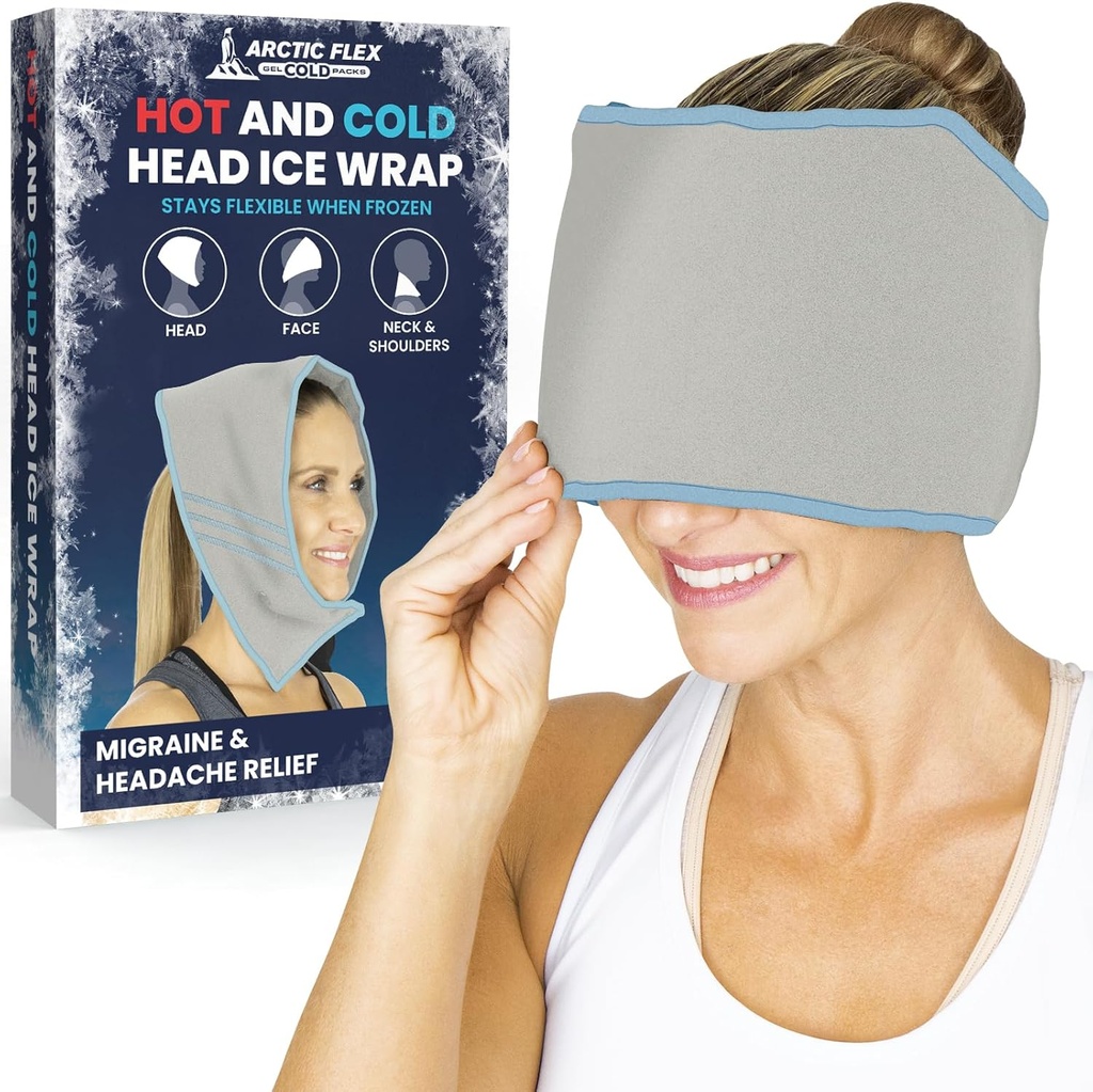 Arctic Flex Migraine Kopfschmerzen Relief Ice Head Wrap - Kopfschmerzen Ice Pack Cap - Flexible Cold & Hot Gel Hat Augenmaske für Verletzungen zu Neck, Schulterspannen Schmerzen - Frost, Hitzetherapie - Kinder, Männer, Frauen