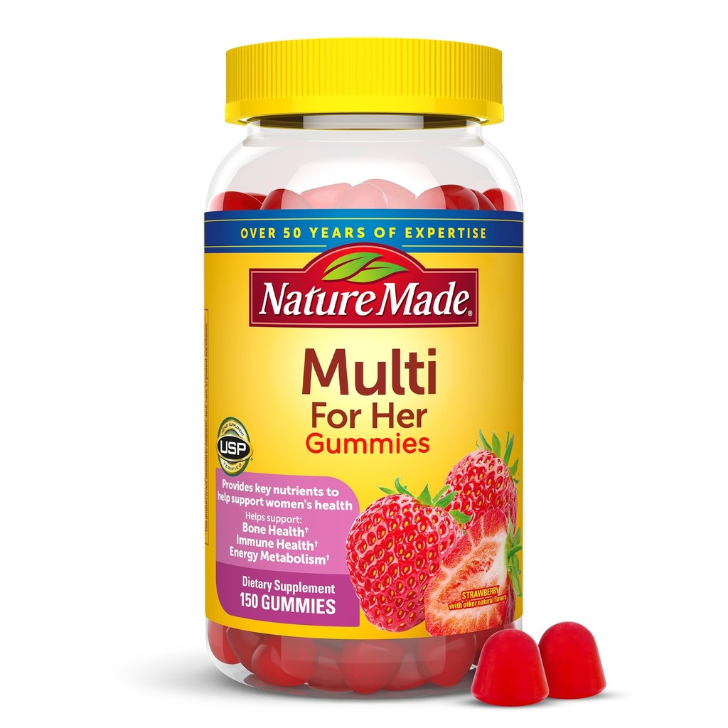 Nature Made Multivitamin For Women, Womens Gummy Multivitamins for Daily Nutritional Support, 150 Multi Vitamin Gummies, 75 Day Supply