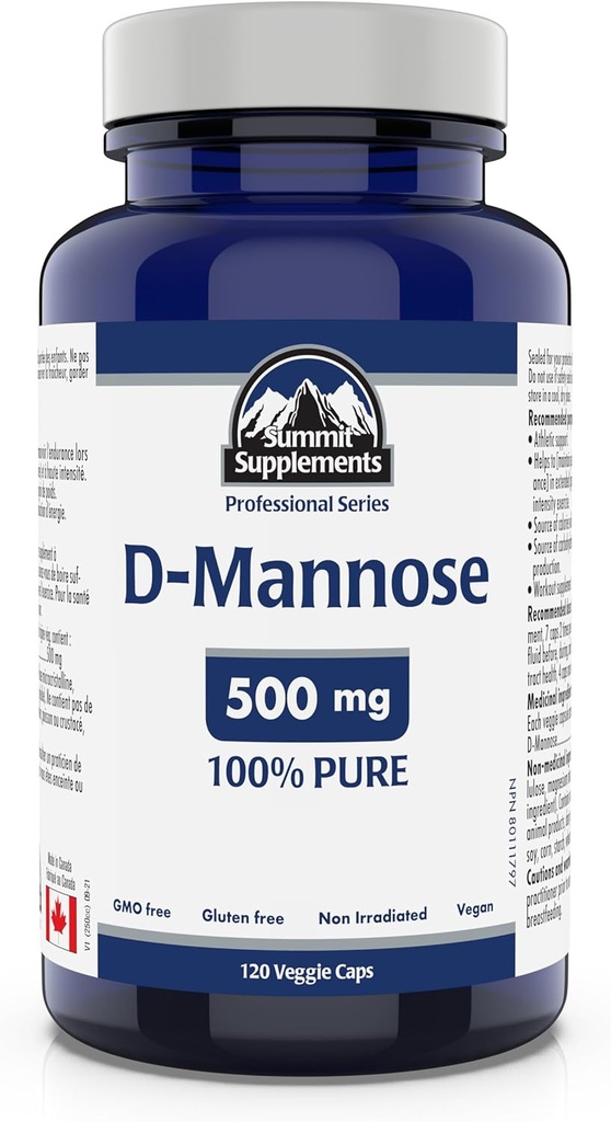 Summit Supplements - D-Mannose Kapseln 500 mg, 120 Veggie Caps - Unterstützung Urinary Tract Health - Quelle von Kohlenhydraten zur Unterstützung der Energieproduktion - Athletic Support Supplement