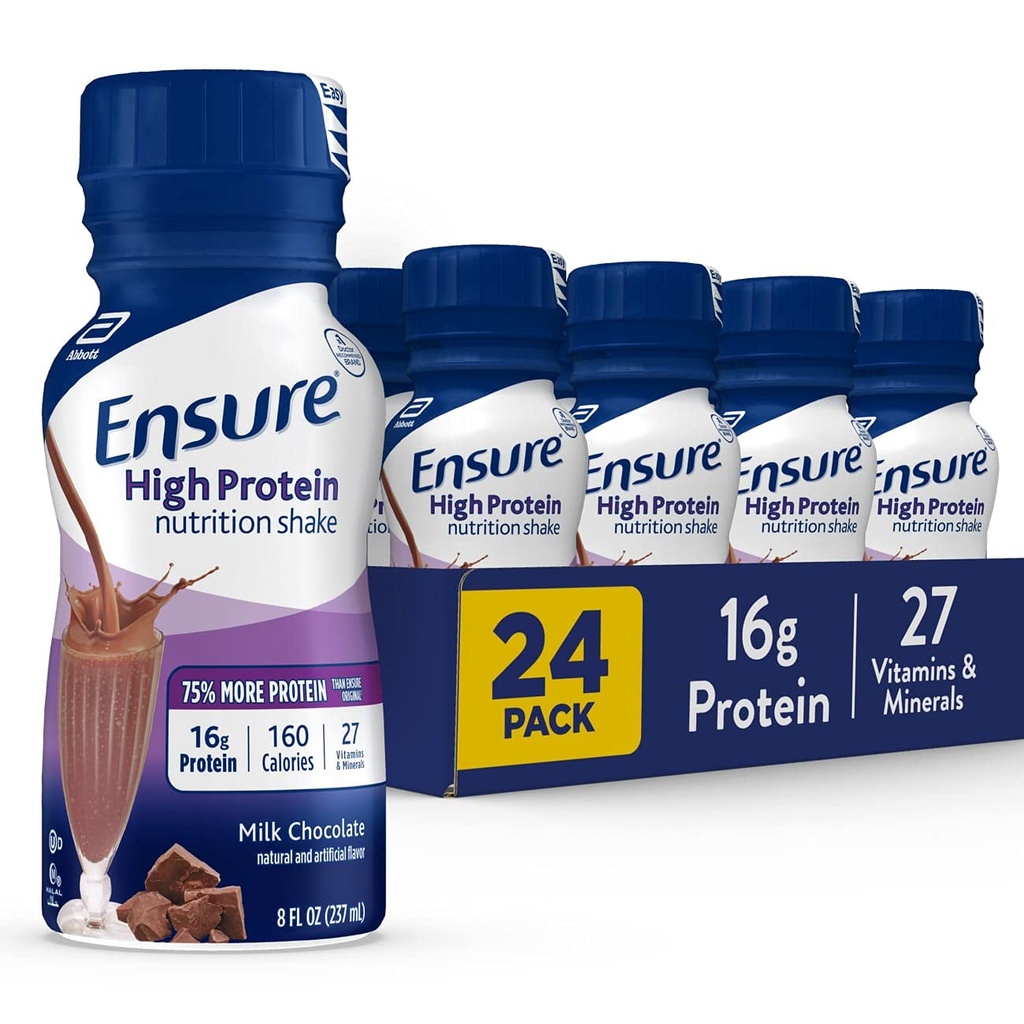 Vergewissern Sie sich High Protein Nutritional Shake mit 16g Protein, Ready-to-Drink Meal Replacement Shakes, Low Fat, Milk Chocolate, 8 fl oz, 24Count