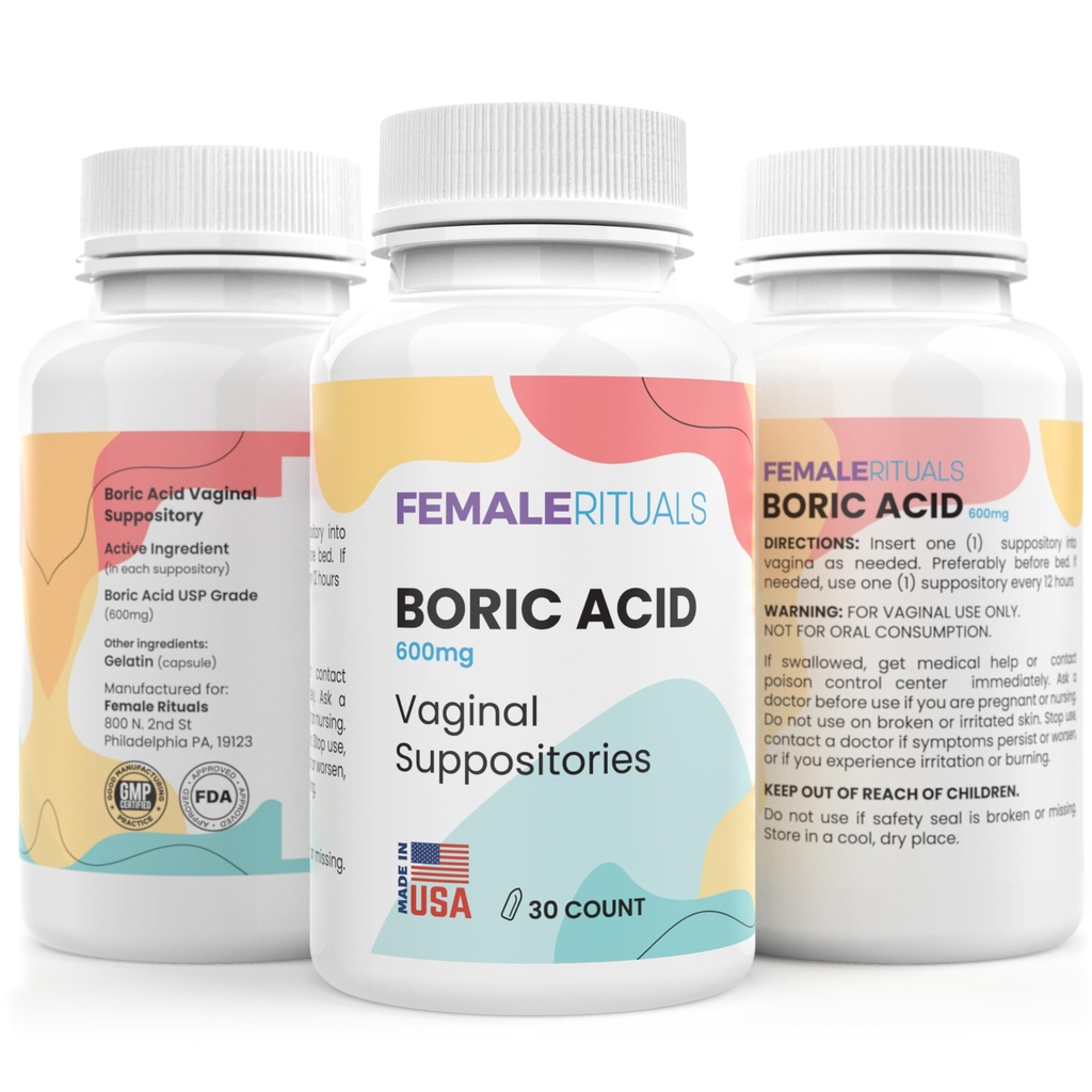 Borsäure Suppositorien für Frauen 600mg 30 Pack - Odor & Hefe Lösung Borsäure Suppository - Vaginal Suppository für PH Balance & Vaginal Health - Vaginitis Lösung für Frauen