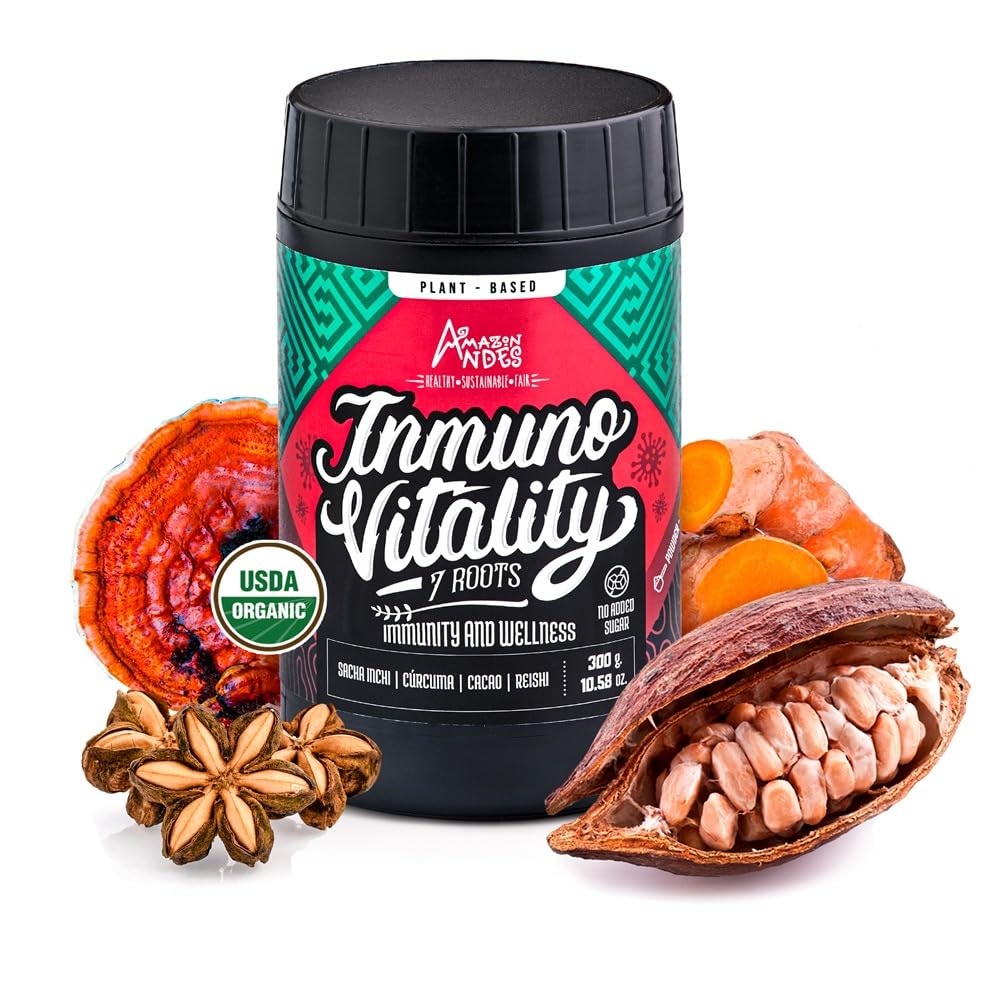 Super Immunität Booster Mischung l Cacao, Sacha inchi, Turmeric and Reishi Powder l Powerful Organic Superfoods Mix l 300gr Multivitamin l 100% Natural & Ntutrient Rich l Andes