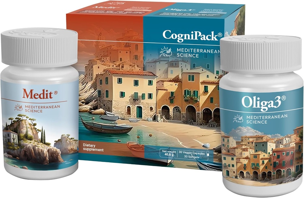 Brain Boosting Vitamine für Memory & Focus | Omega-3 EPA DHA mit Vitamin E, D, Magnesium, Zink, Selenium | Mediterrane Ernährung | Safran | CogniPack