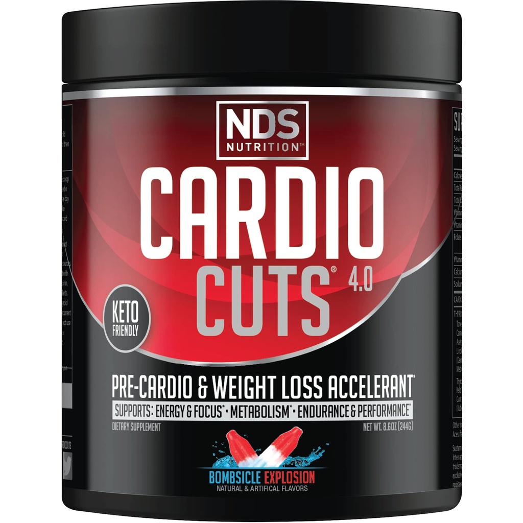 Cardio Cuts NDS Nutrition 4.0 Pre Workout Supplement - Advanced Weight Loss and Pre Cardio Formula mit L-Carnitin, CLA, MCTs, L-Glutamin und Safflower Oil - Bombsicle (40 Servierungen)