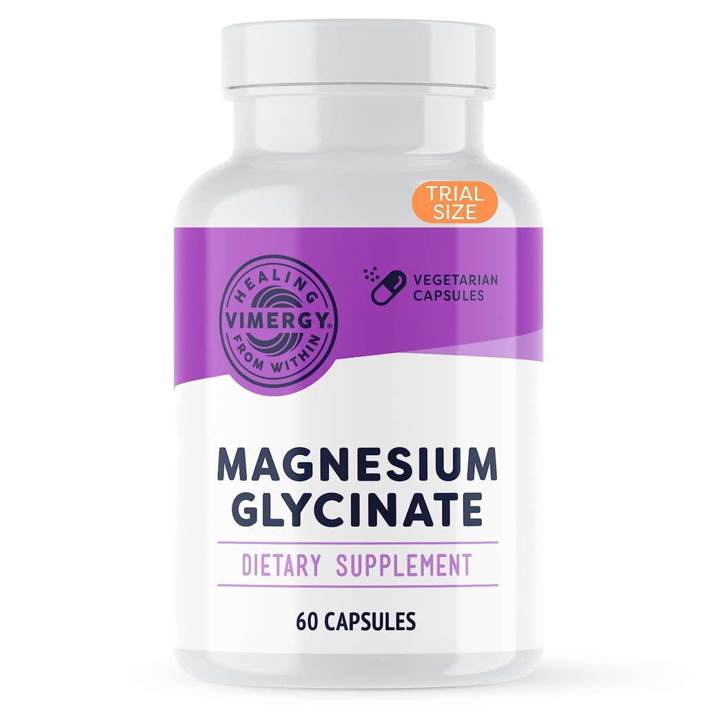Vimergy Magnesium Glycinate – Stress-Unterstützung – Chelat to Avoid Tummy Upset*– Fördert Herzgesundheit & Energie*– Kosher, Vegan Gluten-Free – 60 Caps