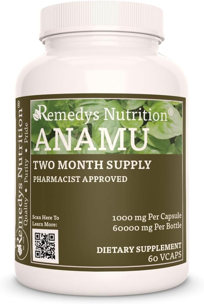 Remedys Ernährung Anamu | 1.000 mg, 60 Vegan Kapseln pflanzliche Nahrungsergänzung | Zwei Monate Versorgung
