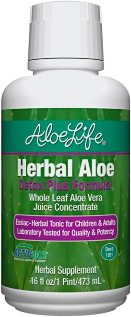 Aloe Life – Detox Plus Formel, Aloe-Based Detox Supplement, Aloe Vera Juice Cleanse, fördert gesunde Verdauung, Konzentrierte Kräutertonik, Gut Health Detox für allgemeine Wellness (Lemon Lime, 16oz.)