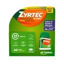 Zyrtec 24 Hour Allergy Relief Tabletten, Indoor & Outdoor Allergy Medizin mit 10 mg Cetirizine HCl pro Antihistamin Tablet, Relief von Allergien, 60 Graf.
