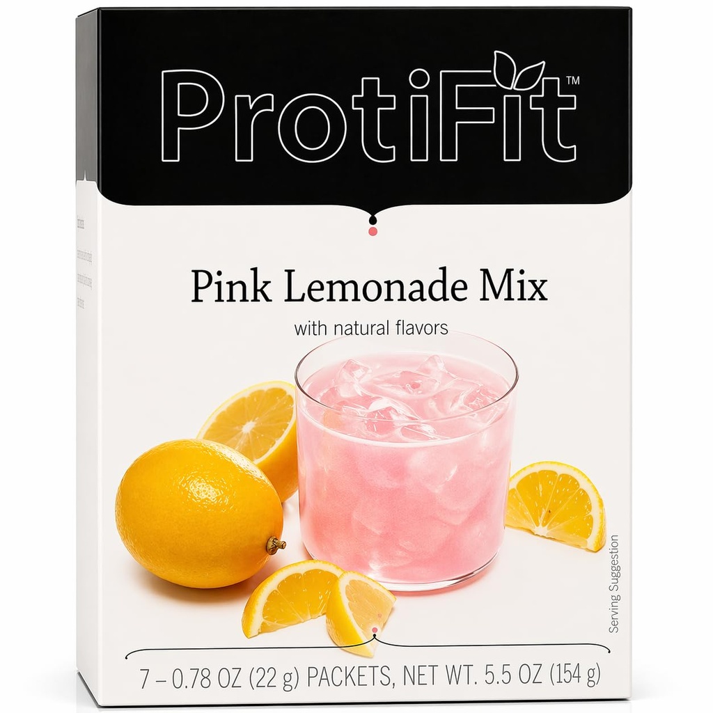 ProtiFit - High Protein Fruit Flavored Powder Drink Mix, 15g Protein, Low Calorie, Sugar Free, Ideal Protein Kompatibel, 7 Portionen pro Box (Pink Lemonade)