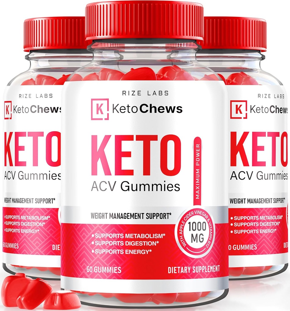 rize labs (Pack von 3 Keto Chews ACV Gummis für erweiterte Gewichtsverlust 525 mg, Premium Keto+ACV Supplement, Alle natürlichen Apfel Apfel Apfel Apfelegar, offizielle Keto Plus ACV Bewertungen (180 Gummi)