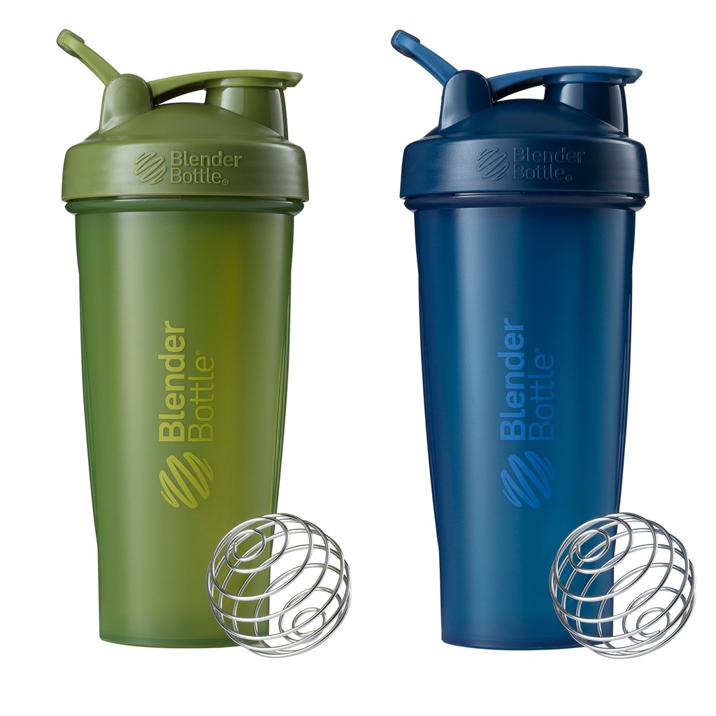 BlenderBottle Classic Shaker Bottle Perfekt für Protein Shakes und Pre Workout, 28-Ounce (2 Pack), Moos und Navy