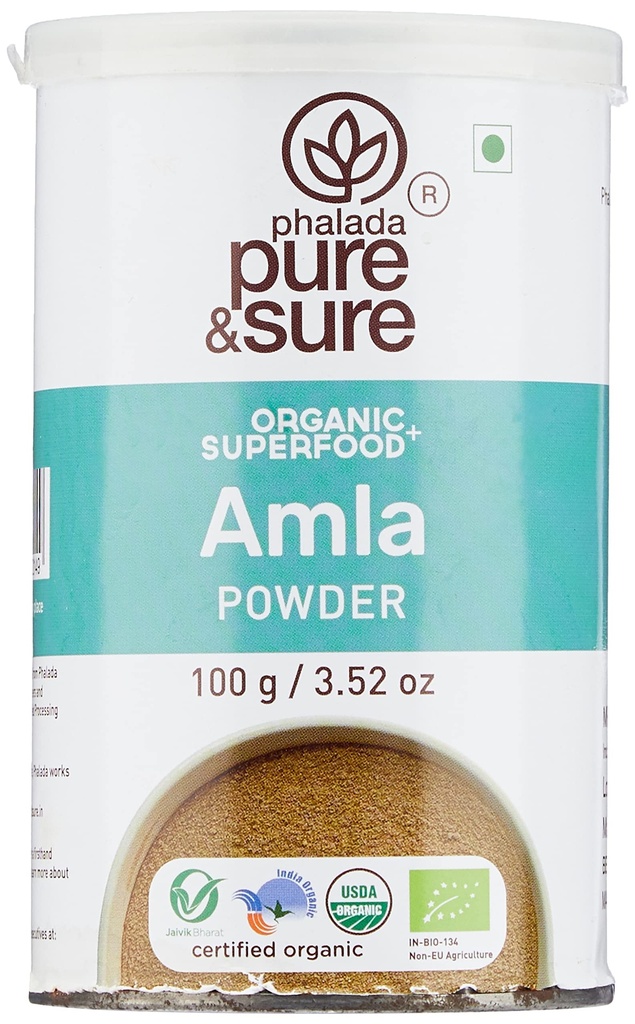 Reine & Sichere organische Amla Pulver | Kräuter-Superfood-Ergänzungen | Immunität Booster, Organische Faser-Ergänzung, Non GMO, kein Konservierungsmittel | 100gm