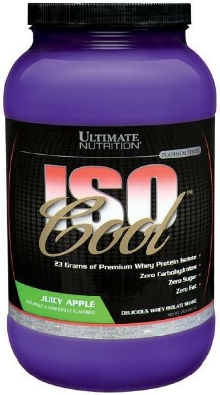 Ultimate Nutrition ISO Cool Pure Whey Protein Isolate Powder - Keto Friendly - 0 Carb 0 Fat 0 Zucker - 23 Gramm Protein pro Servierung, 2 Pfund, Juicy Apple