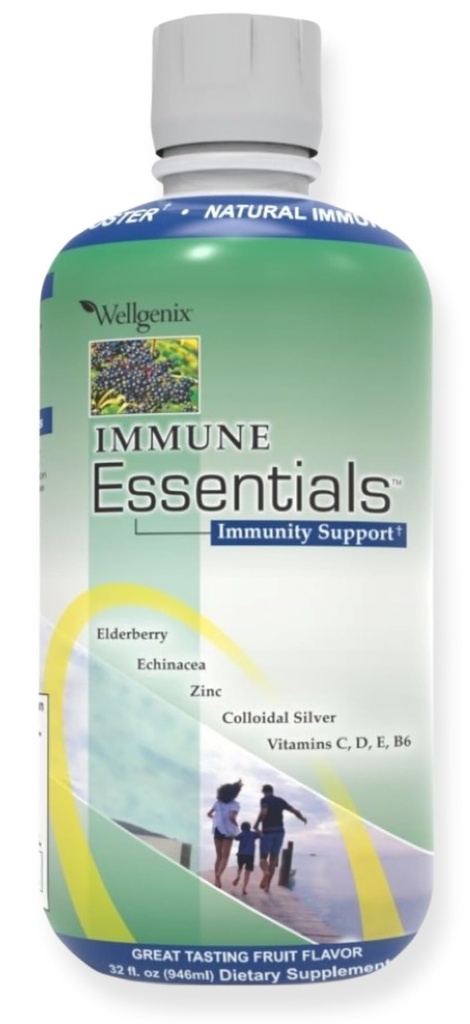 Wellgenix Immune Essentials – 12 in 1 Natural Immunsystem Support Supplement - Liquid Nutritional Multivitamin - Boosts Immunsystem und Gesamtgesundheit für Kinder & Erwachsene - Fruit Punch Flavor 32 oz