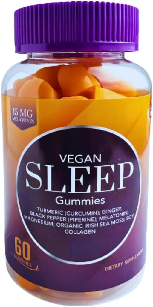 Vegane Schlafgummis für Erwachsene – Bio-Sleep FusionTM mit Melatonin, Magnesium, Turmeric, Ginger, Sea Moss & Collagen – Natürliche Schlafunterstützung, Stress Relief, Wake Up Refreshed – 60 Count