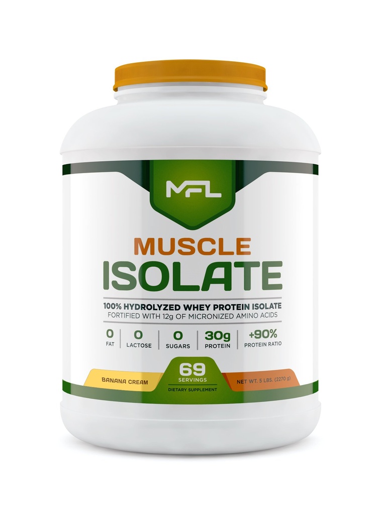 MFL 100% Isolate Protein l 30g Protein l 12g Aminosäuren l Keto Friendly l Low Carbs l 5 lbs. (Banana Cream)