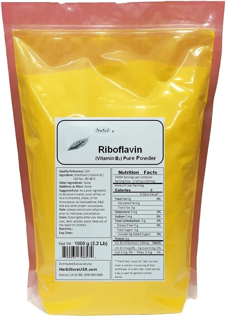 Vitamin B2 Riboflavin Pure Powder Energy (1000 Gramm (2.2 lb))