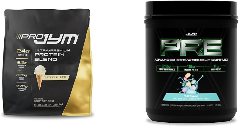 PRO JYM 45 Serviert Proteinpulver Bundle mit PRE JYM X Pre-Workout