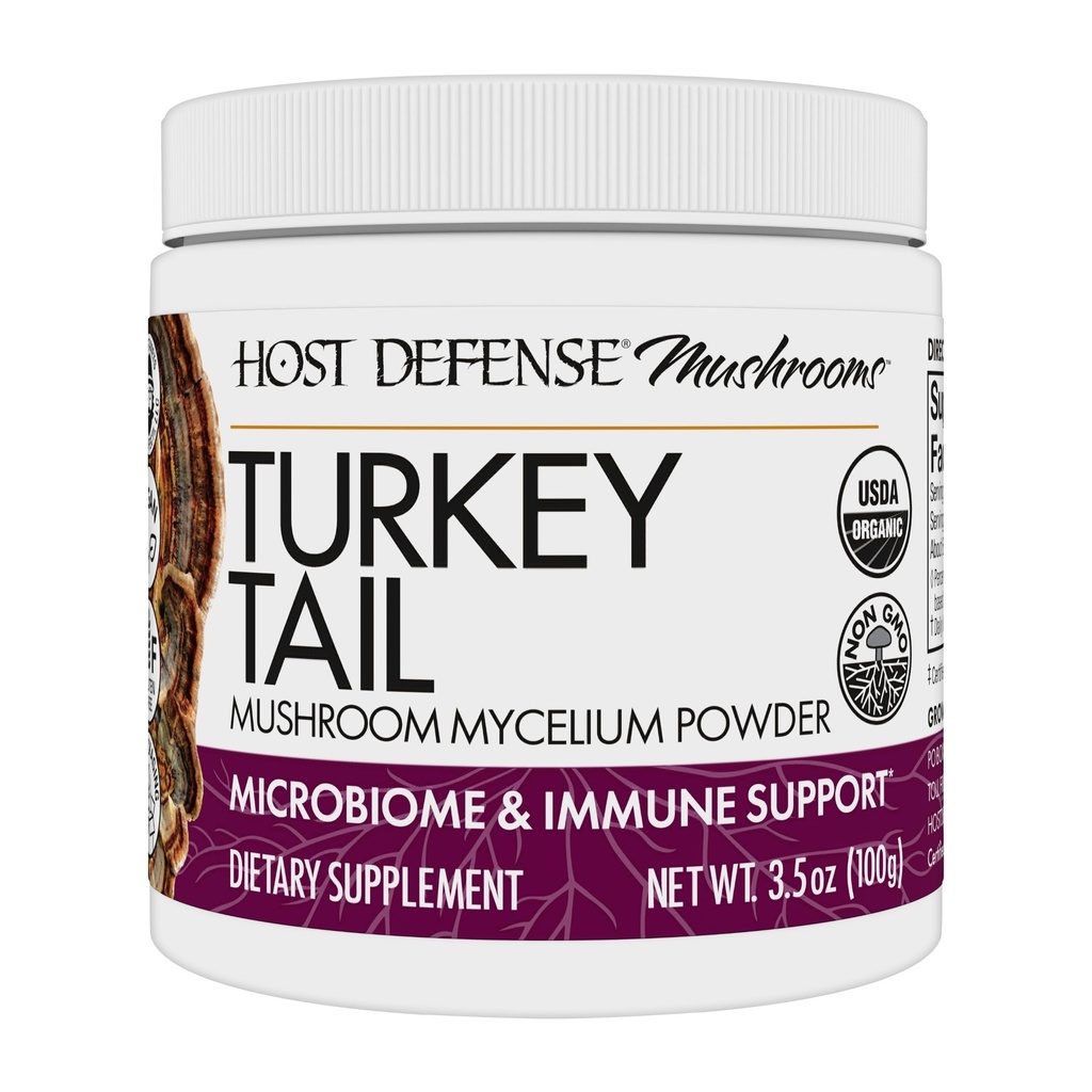 Host Defense Turkey Tail Mushroom Powder - Verdauungshilfe für Gesundheit und Immunreaktion - Pilzergänzung für Gastrointestinal & Gut Microbiome Unterstützung - 3.5 Unze (66 Servietten)*