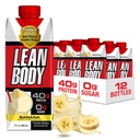 Lean Body Ready-to-Drink Banana Protein Shake, 40g Protein, Whey Blend, 0 Zucker, Glutenfrei, 22 Vitamine & Minerals, 17 Unze (Recyclable Carton & Lid - Pack of 12) LABRADA