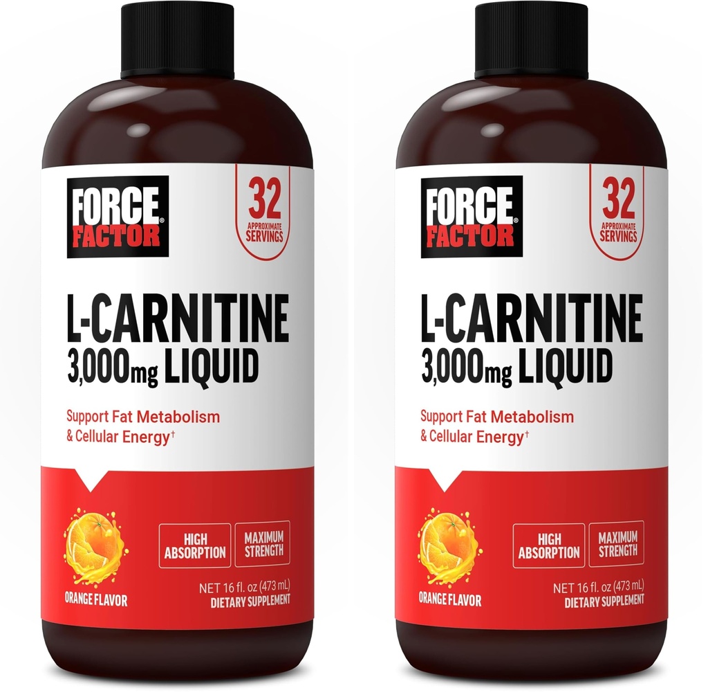 Kraftfaktor L Carnitin-Ergänzung, flüssige L-Carnitin 3000 mg zu helfen, Fett in Energie zu verwandeln, unterstützen Muskelrückgewinnung und steigern Zelluläre Energie, maximale Stärke, Non-GMO, Orange Flavor, 16 Oz.
