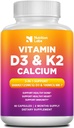 Vitamin D3 K2 5000 IU-Ergänzung mit Calcium, Multivitamine unterstützt Immungesundheit, starke Knochen, Äpfel- und Herzfunktionen mit Bioperine Black Pepper Fruit Extract 60 Count (Pack von 1)