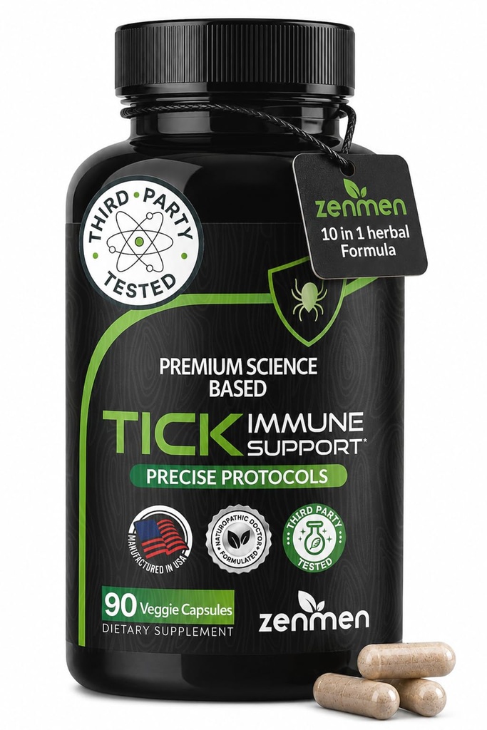 Zenmen Tick Immun Support Supplement - Verbesserte Formel - Japanische Knotweed, Cat's Claw, Chinesische Totenkopfkappe, Cryptolepis Sanguinolenta, Sweet Wormwood - 90 Vegan Kapseln, Made in USA