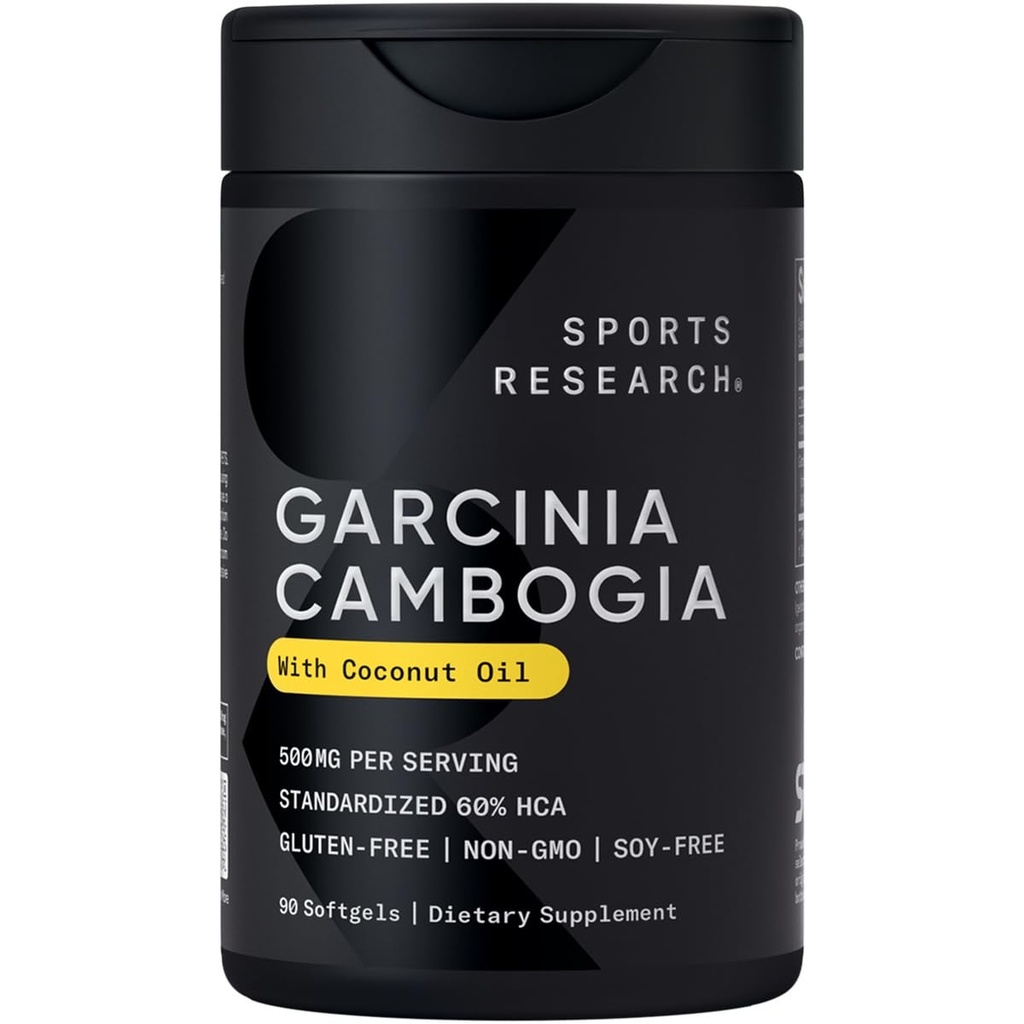 Sportforschung Garcinia Cambogia Extrakt (60% HCA) mit extra Virgin Organic Coconut Oil | Non-GMO, Soy & Gluten Free (90 Liquid Softgels)