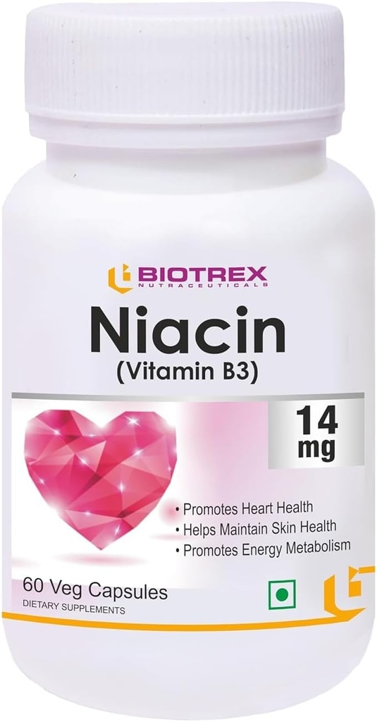 Generisches Rise Niacin 14mg Vitamin B3 mit Inositol 50mg Supplement - 60 Veg Kapseln, Nautral