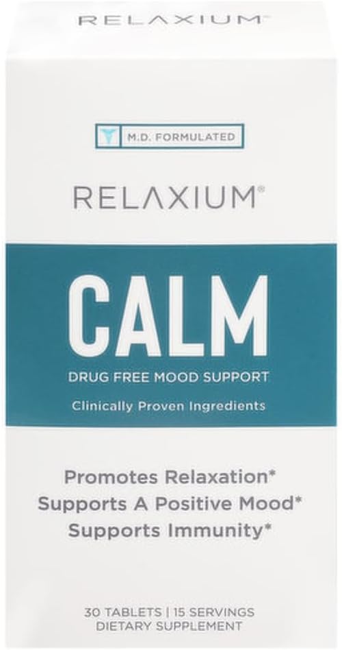 Relaxium Calm, Non-Habit Forming, Stress und Mood Unterstützung Ergänzung, Erhöhung Mood & Boost Relaxation mit Ashwagandha, 5-HTP, GABA, Passion Flower, (30 Tabletten, 2 Wochen Versorgung)