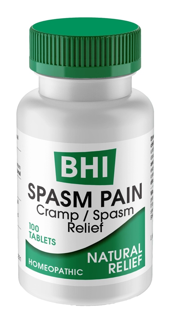BHI Spasm Natural Relaxer Relief für Menstrual Cramps, Bloating, Aches & Muscle Spasms 5 Active Homeopathic Zutaten Natürlich beruhigen Ganze Körperstörung für Frauen - 100 Tabletten
