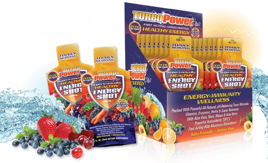 Turbo Power Plus Immune Support 1 Oz. Energy Formula: 17 Powerful Antioxidants, 47 Vitamins, Enzymes, Vitamin D3, Vitamin A, Vitamin C, Zinc, and All-Natural pH-Balancing Trace Minerals