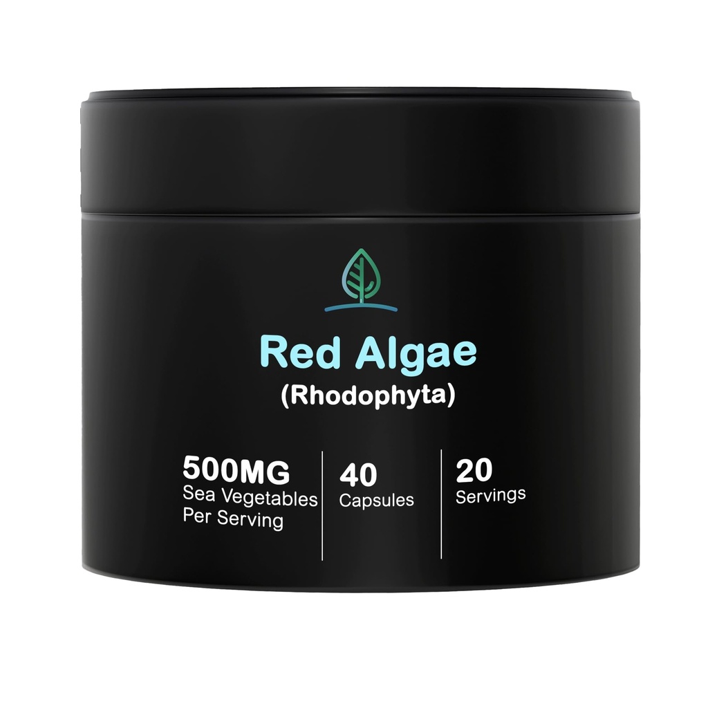 Holistic Bin Red Marine Algae Kapseln Gigartina und Dumontiacea Red Algae Ergänzungen | Glutenfrei, Vegan, Wild Harvested | Reich an Vegan Omega 3 (40 Kapseln)