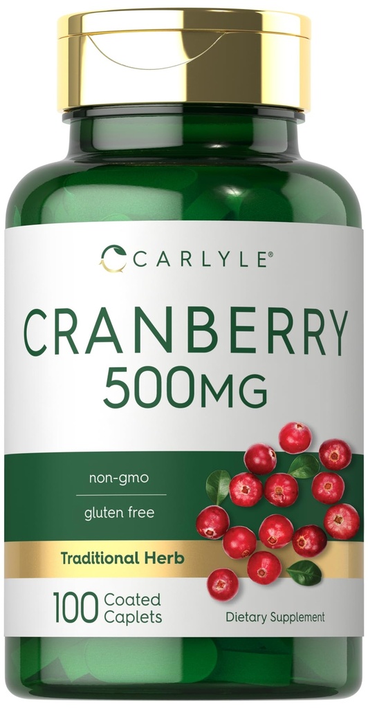 Carlyle Cranberry Pillen | 500mg | 100 Caplets | Non-GMO, Gluten kostenlose Ergänzung für Damen und Herren