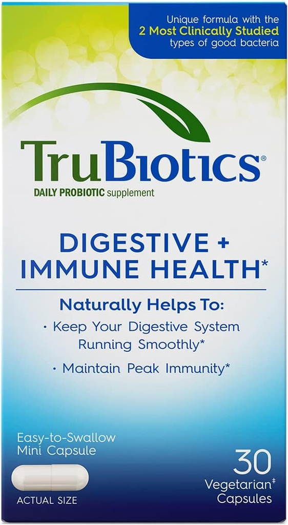 TruBiotics Daily Probiotic, 30 Kapseln - Glutenfrei, Soja freie Verdauung + Immun-Gesundheitsunterstützung Ergänzung für Männer und Frauen (Neuer Look)